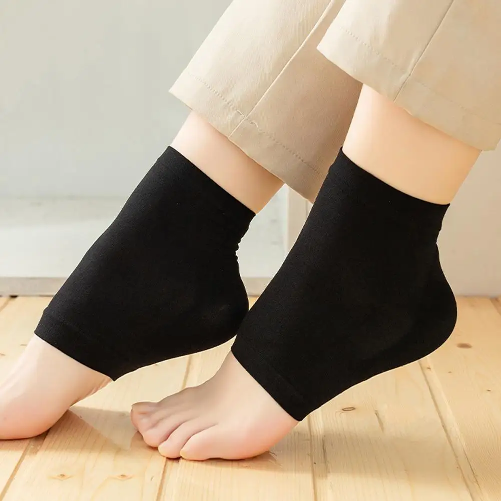 1 أزواج كعب واقية غطاء للقدم الكعوب الجوارب سيليكون قدم الرعاية الألم للجنسين الإغاثة ترطيب مكافحة الكراك الأسود جورب سيلي P2P7