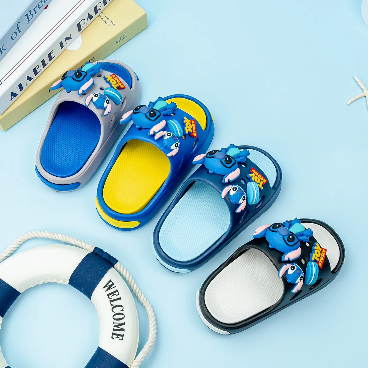 

Детские пляжные шлепанцы Stitch Shoes 2026: Новинка лета, мягкие, из ЭВА, с толстой нескользящей подошвой, для мальчиков