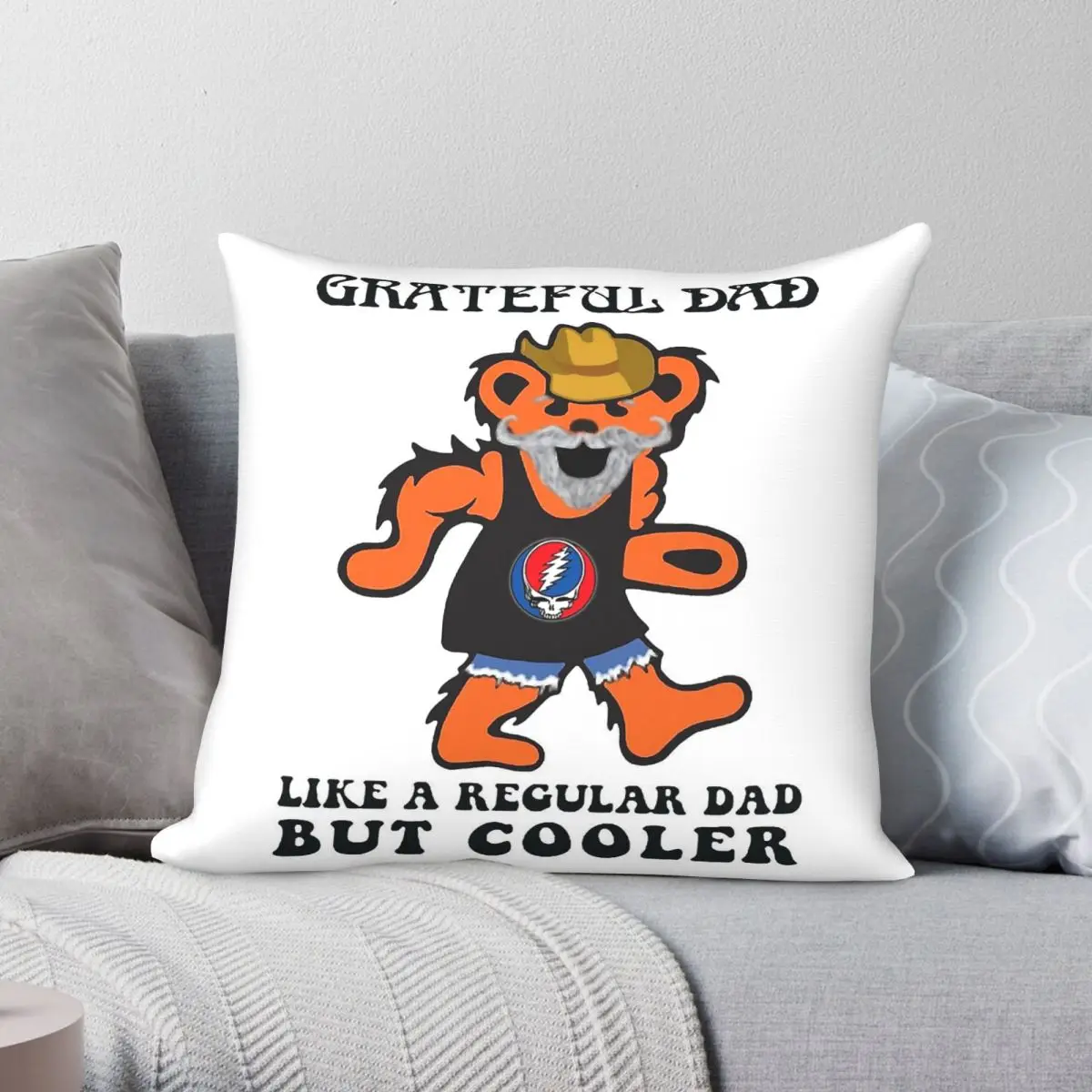 Grateful Regular Dad Cooler Square Pillowcase Polyester Linen Velvet Printed Zip Decor Room Cushion Cover