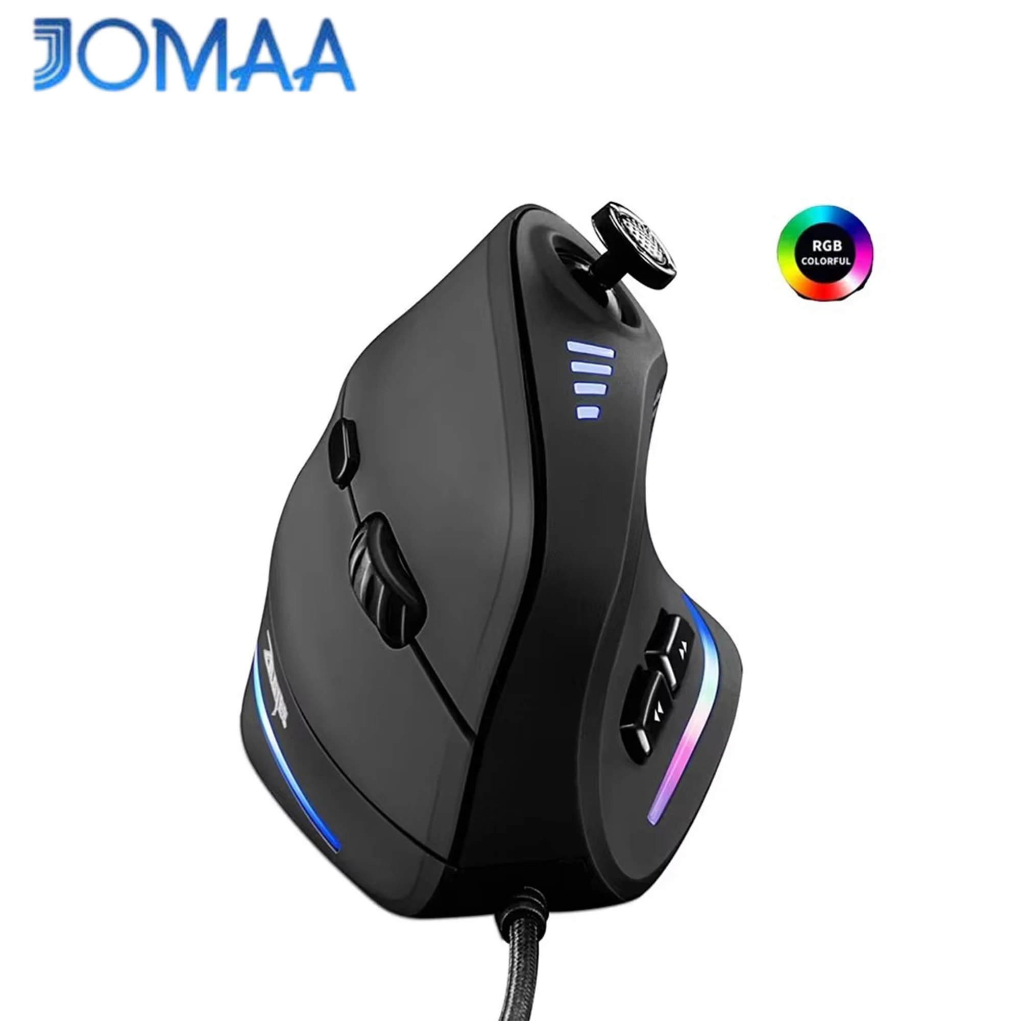 Jomaa Vertical Gaming Mouse Wired RGB Ergonomic Mouse USB Joystick Programmable Gaming Mice for PC Computer Gamers