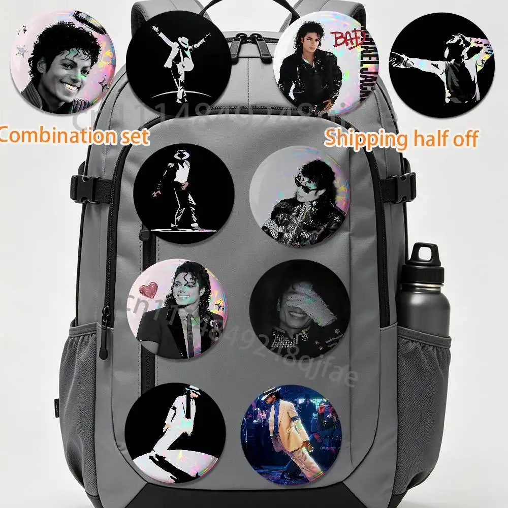 MJ first-rate Michael Jackson 2 piece set Pins Creativity Printed Pictures Text Metal Lapel Badges Brooches Jewelry Gift