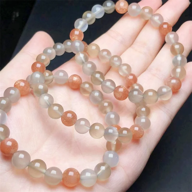 Natural Sun Stone And Moon Stone Bracelet Reiki Gemstone Fashion Jewelry Fengshui Women Healing Lucky Energy Gift 1pcs