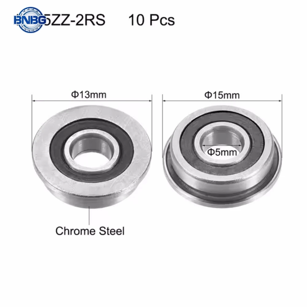 10Pcs F695-2RS Bearing 5*13*4 mm ABEC-7 Flanged Miniature F695 RS Ball F695RS For VORON Mobius 2/3 3D Print