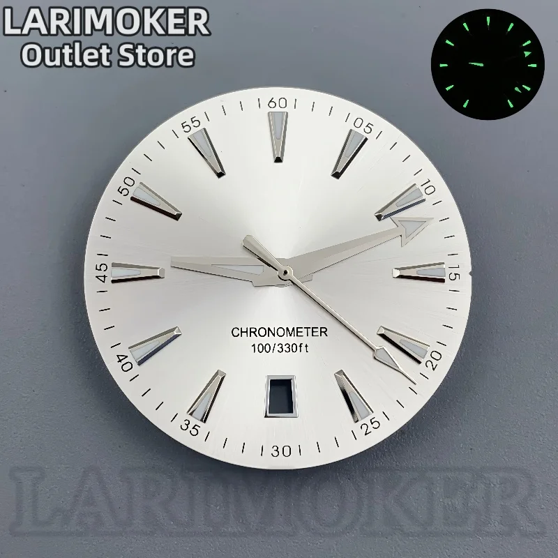 LARIMOKER 33 ملم قرص فضي وأخضر قرص أخضر مضيء وأيدي يمكن مطابقة بحرية مناسبة لأجزاء ساعة الحركة NH35 #3