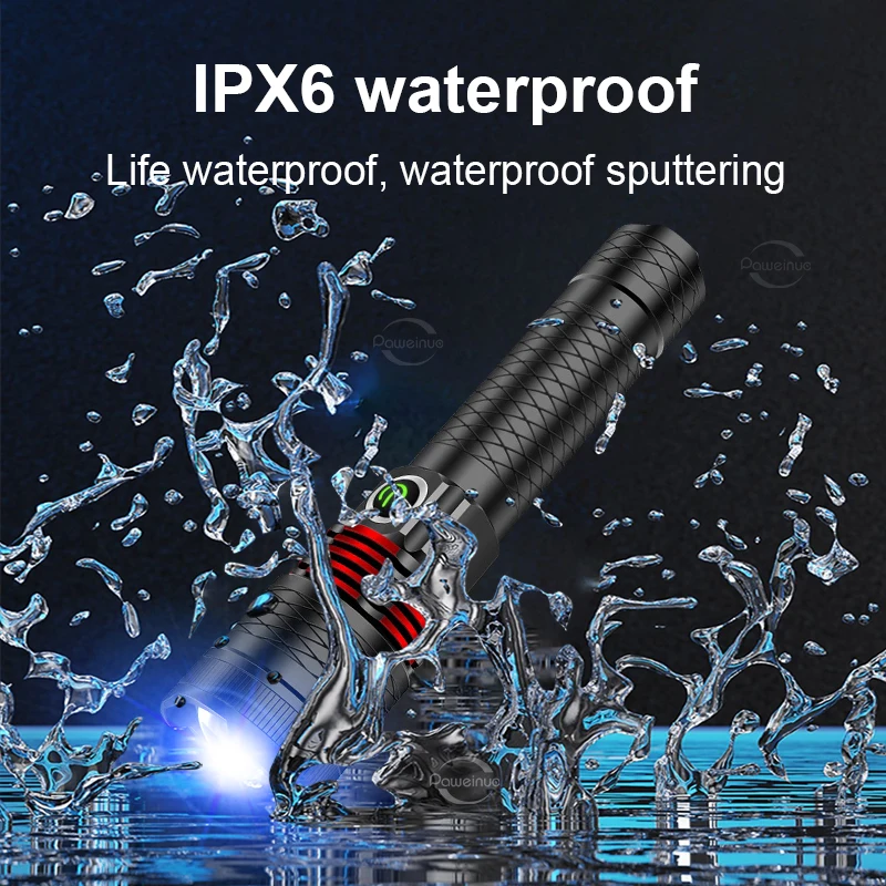Lanterna poderosa recarregável de 9900lm, lâmpada ultra poderosa, contas de laser branco, lanternas led de alta potência, lanterna tática
