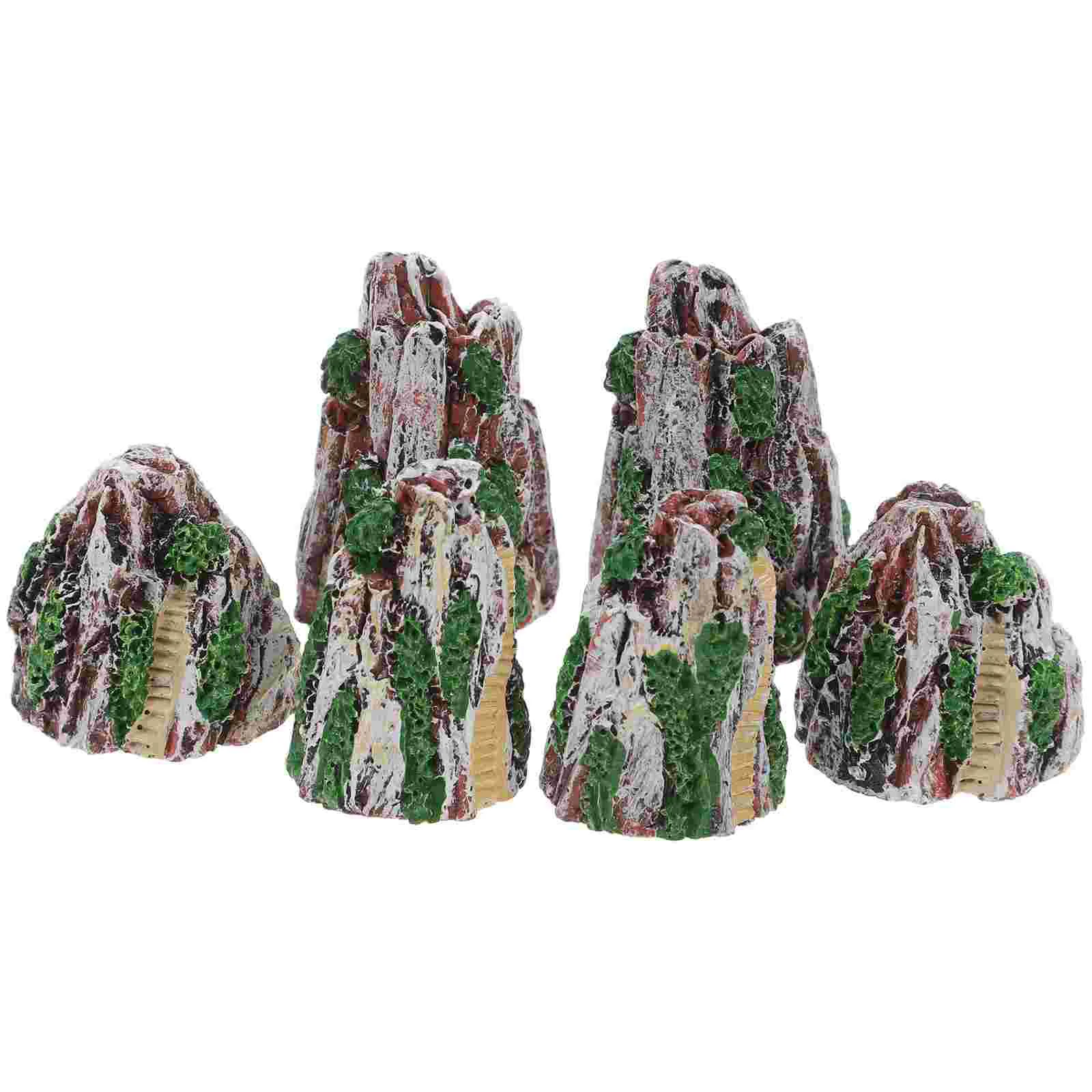 

6 Pcs Micro Landscape Accessories Mountain Fish Tank Decor Rockery Ornament Decorations Decorate Resin Statue