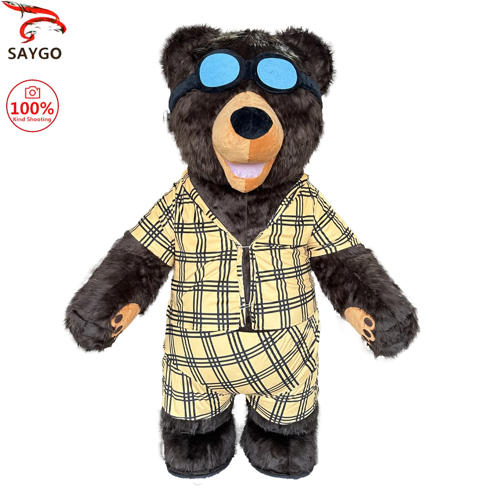 

SAYGO Inflatable Bear Costume Mascot Parade Adult Character Cosplay Animal Birthday Halloween Party Event Plush Set