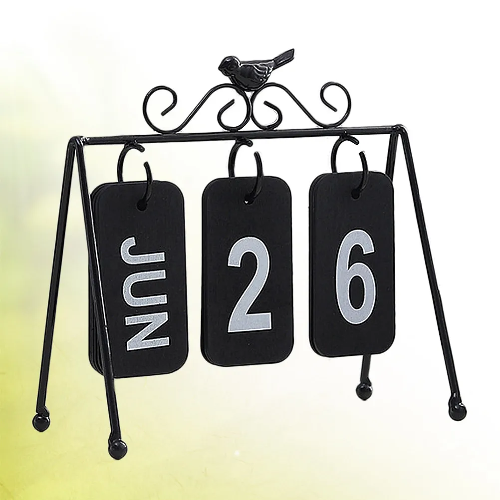 

Iron Page Flip Calendar Creative Wooden Date Display Desk Decoration For Home Office Diy Manual Table Calendar Black