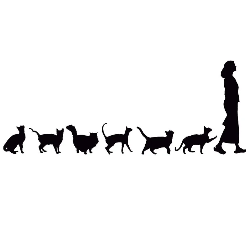 

N862# Car Sticker For Cats Following Woman Waterproof Vinyl Decal Auto Accessories Pegatinas Para Coche DIY Car Styling