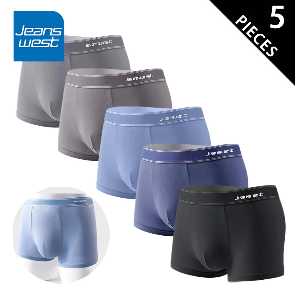 JEANSWEST 4/5Pcs Boxers man Cotton Breathable Men's Panties 3D Cutting Sexy lingerie  Soft Touch Plus Size Man underwear