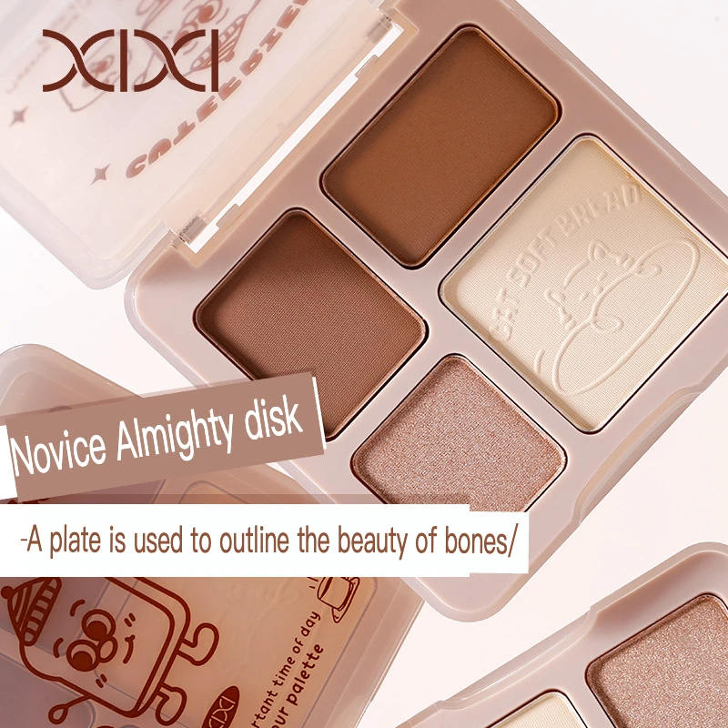 Xixi Four-color Contouring Tray, Matte, High-gloss, Pearlescent, Brightening, Three-dimensional Shadow, Nose Shadow, Novice