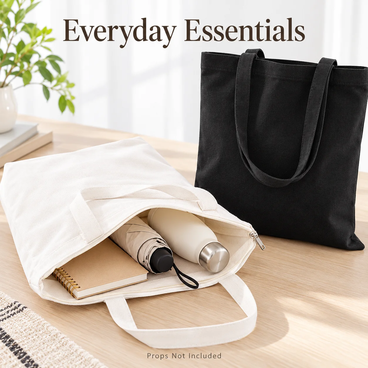 Plain Canvas Tote Bag Black White Reusable Shopping Shoulder Bag Bussnies Work Wholesale Bulk Orders In Stock Ready To Ship