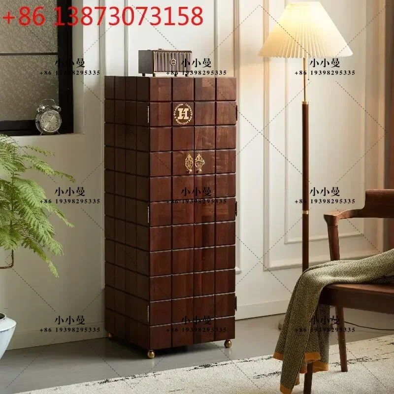 Floor-to-ceiling jewelry North American black walnut multi-layer large-capacity medium and ancient pure solid wood cabinet