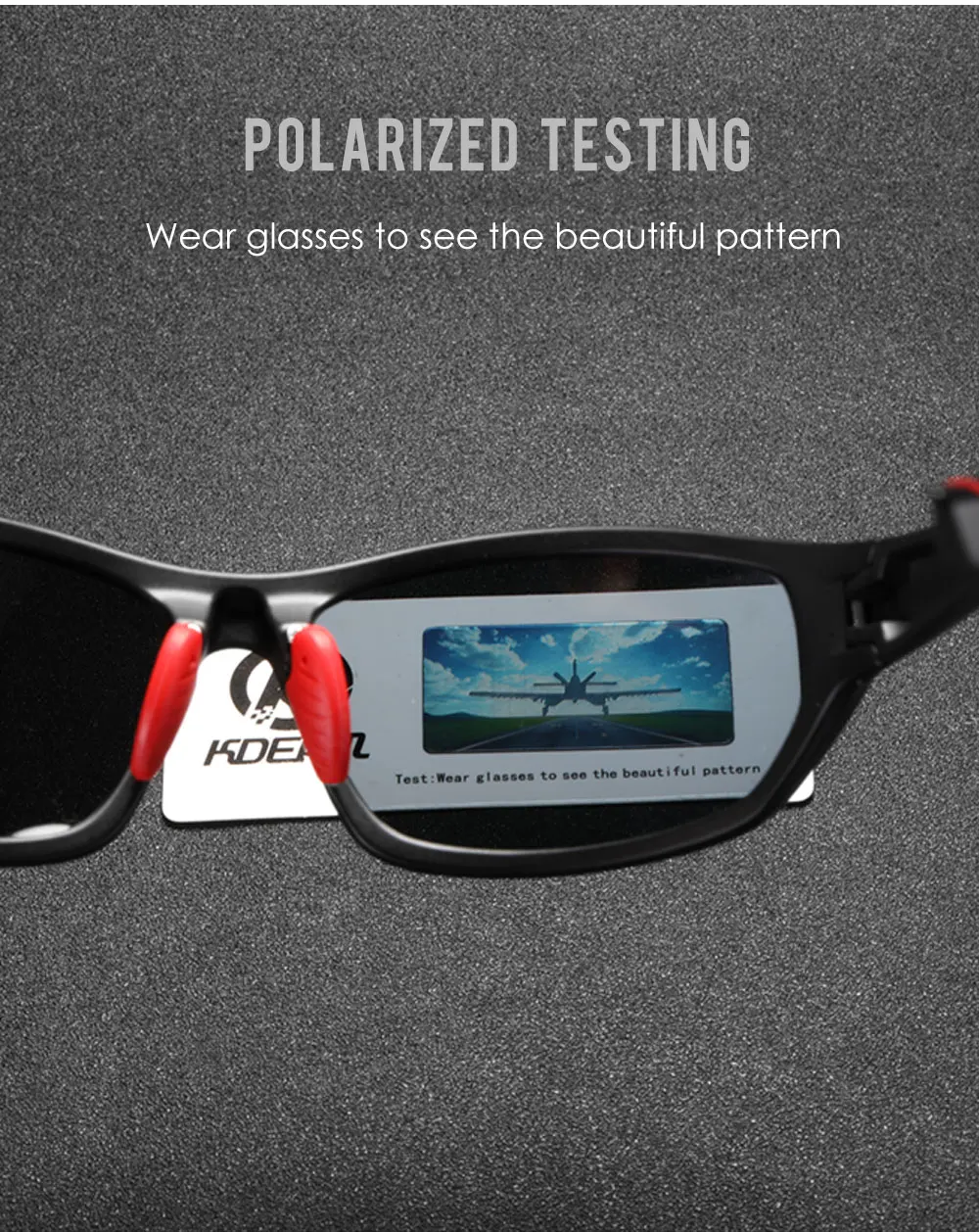KDEAM Leistung Polarisierte Sonnenbrille Für Männer Druck Muster Design Rahmen Gläser Durchlässigkeit Cat.3 männer Sport Brille – Detail 8