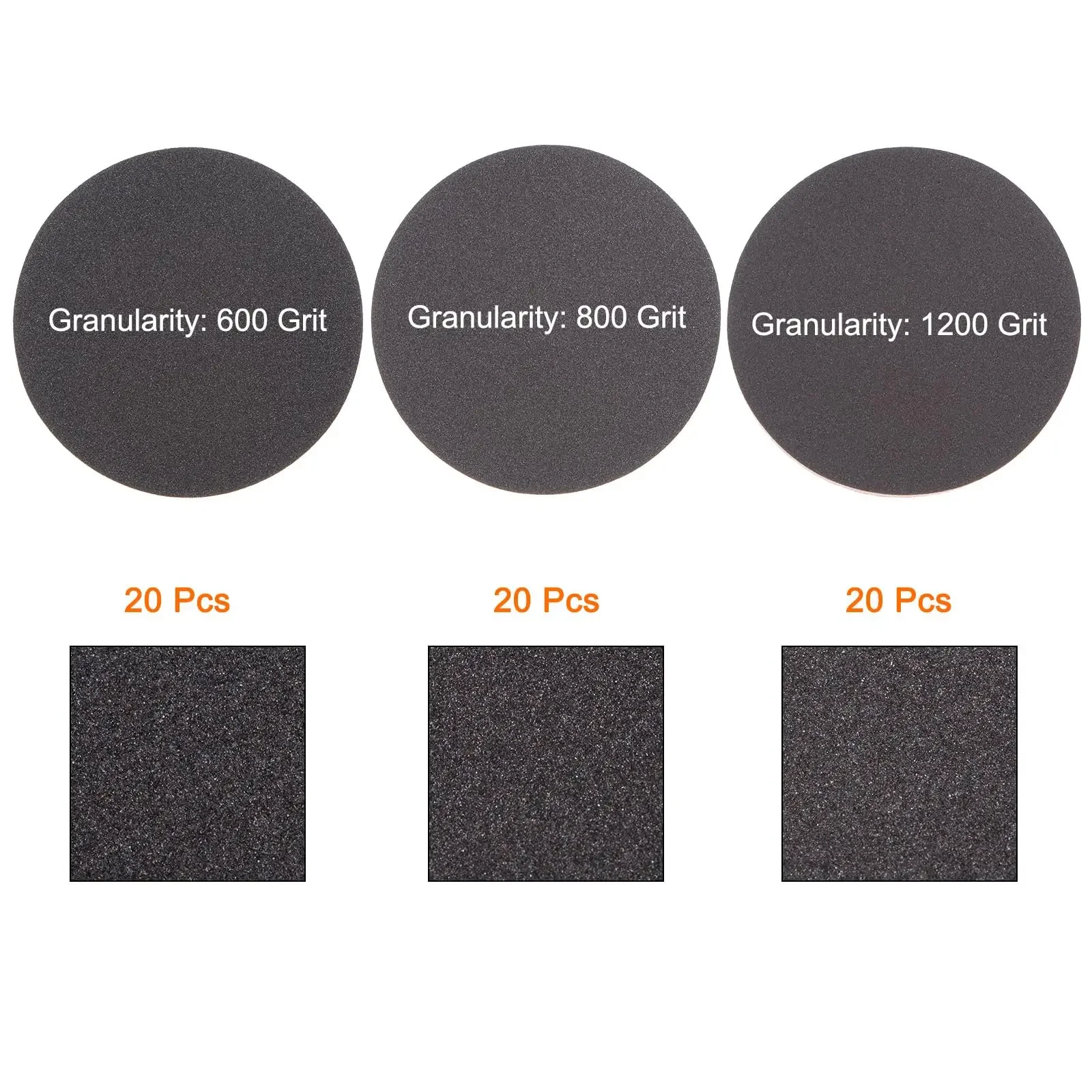 3 Inch 75MM Hook and Loop Sanding Sponge Set 60 Pcs 600 - 1200 Grit Sanding Disc Wet Dry Polishing for Car Wood Drywall Metal