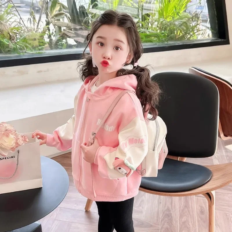 

Sweet My Melody Anime Kawaii Fashion Long Sleeve Coat Spring Autumn Cute Sanrio Ins Kuromi Jacket Lovely Doll Gifts for Kids