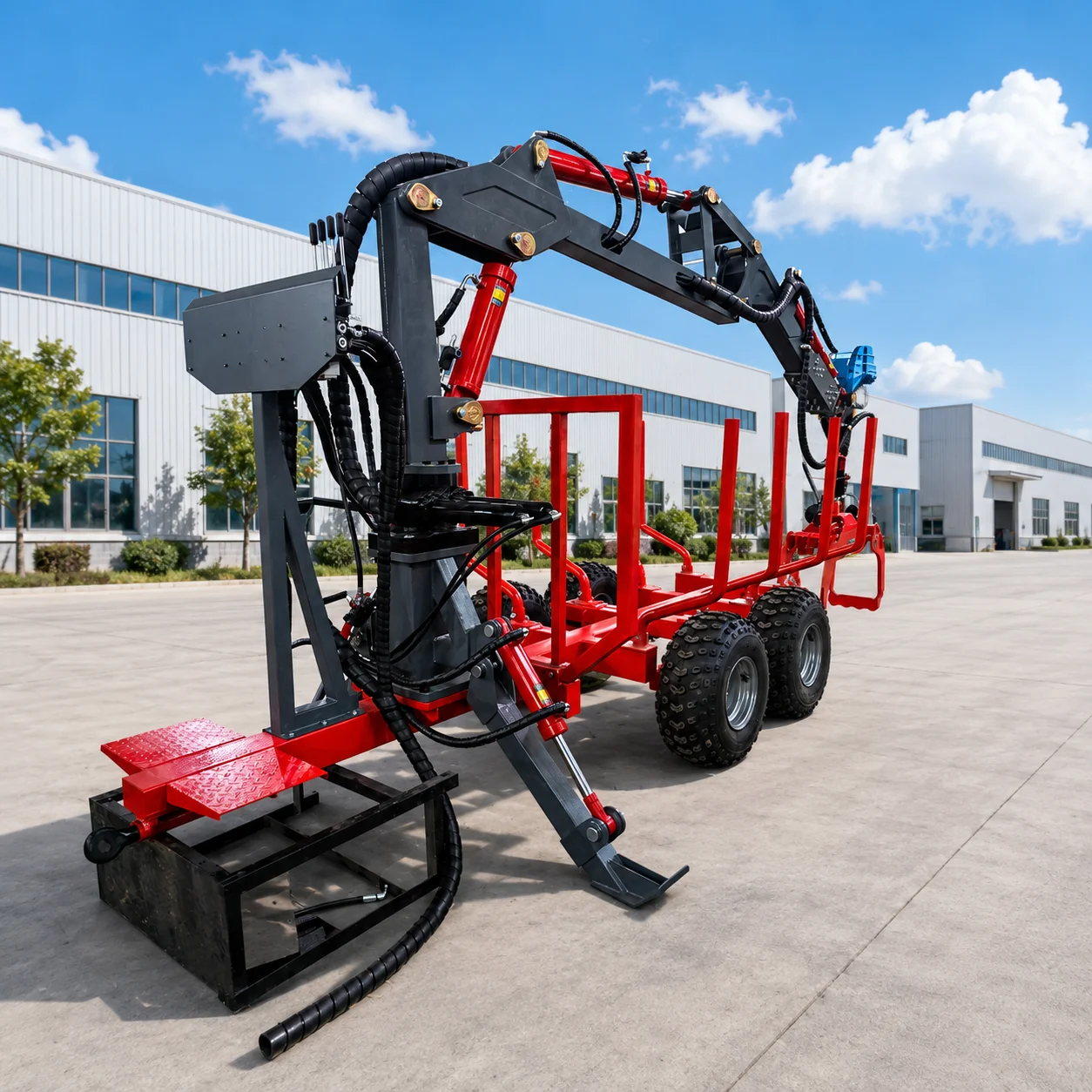 OEM 10 Ton Timber Trailer With Crane Hydraulic Cylinder ATV Log Carrier for Tractor Use