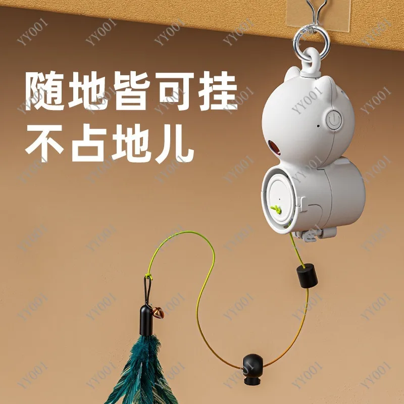 

USB Rechargeable Automatic Hanging Cat Toy Retractable Electric Teaser Wand For Kitten Self Play