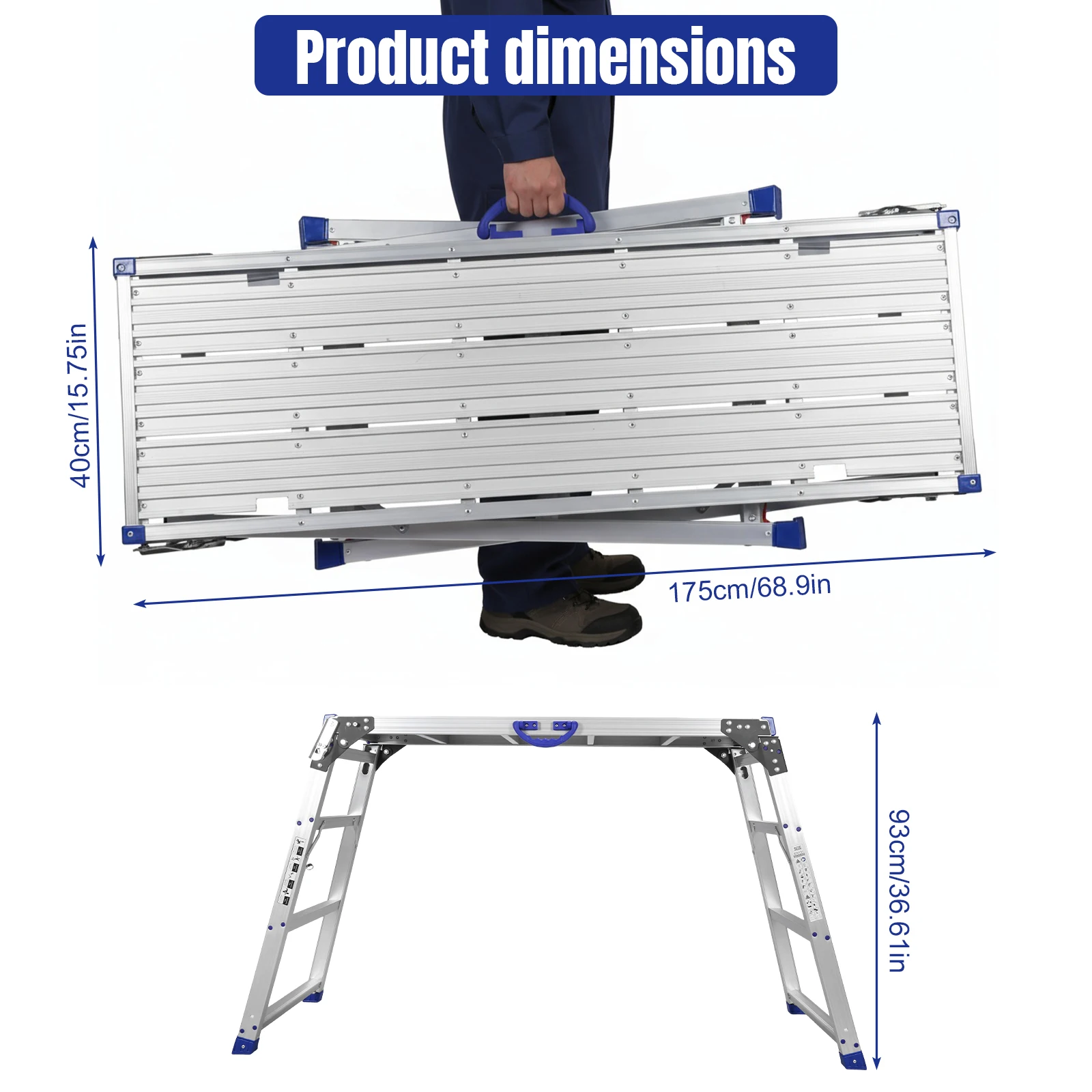 Thicken Construction Ladder Portable Ultra-Wide Step Stool Platform Folding Telescopic Industrial Work Platform for Car Washing