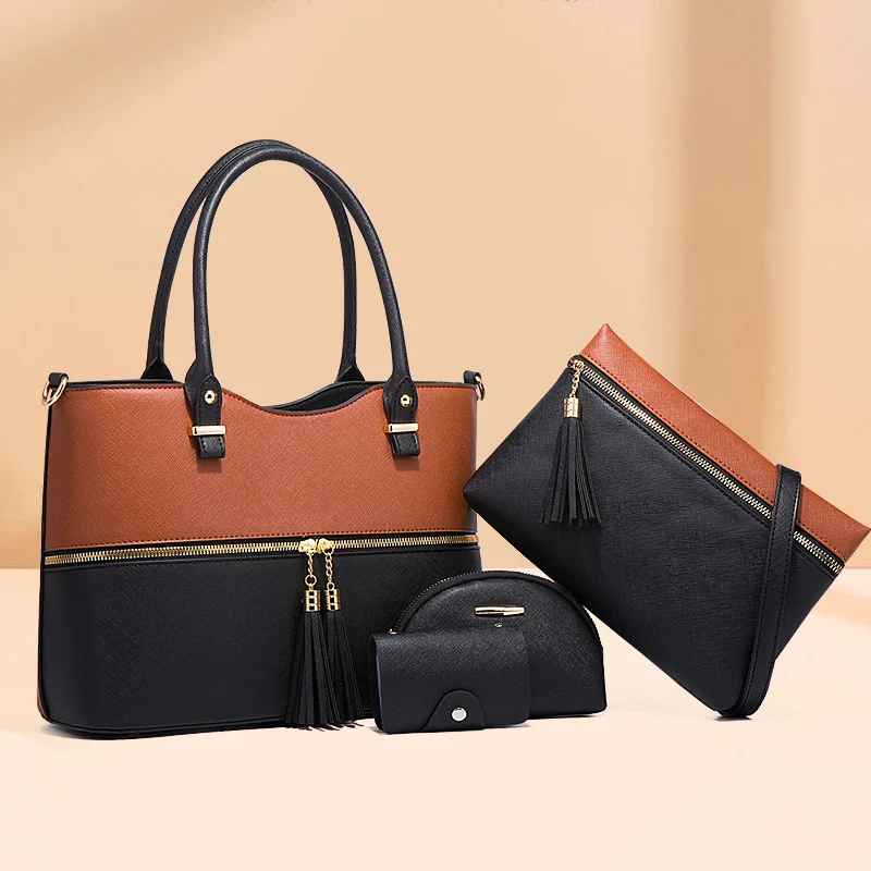 The new women's shoulder-held mother bag European and American fashion diagonal high-capacity handbag set of four