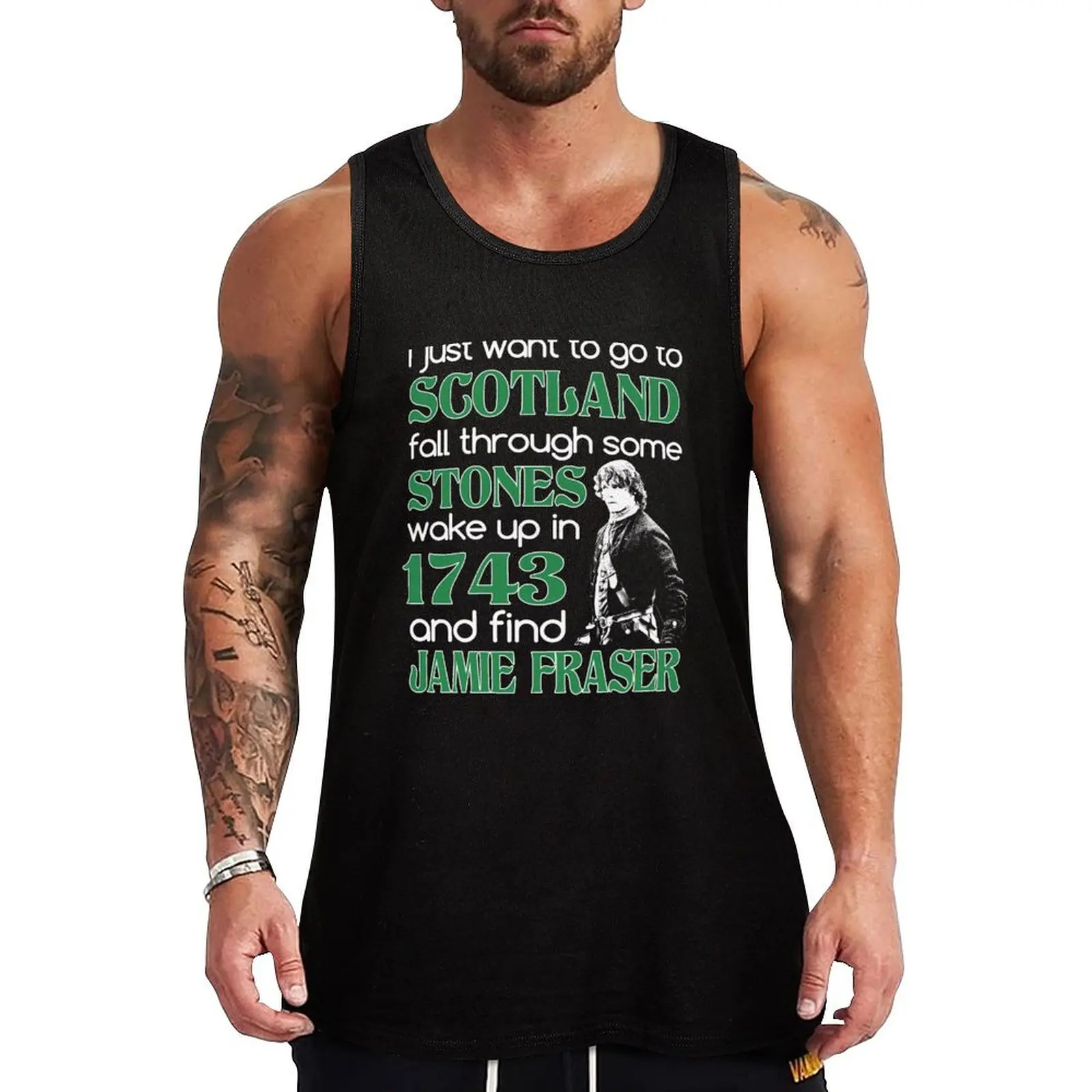 Scotland Stones 1743 Jamie Fraser Tank Top Men's cotton t-shirt mens gym clothes