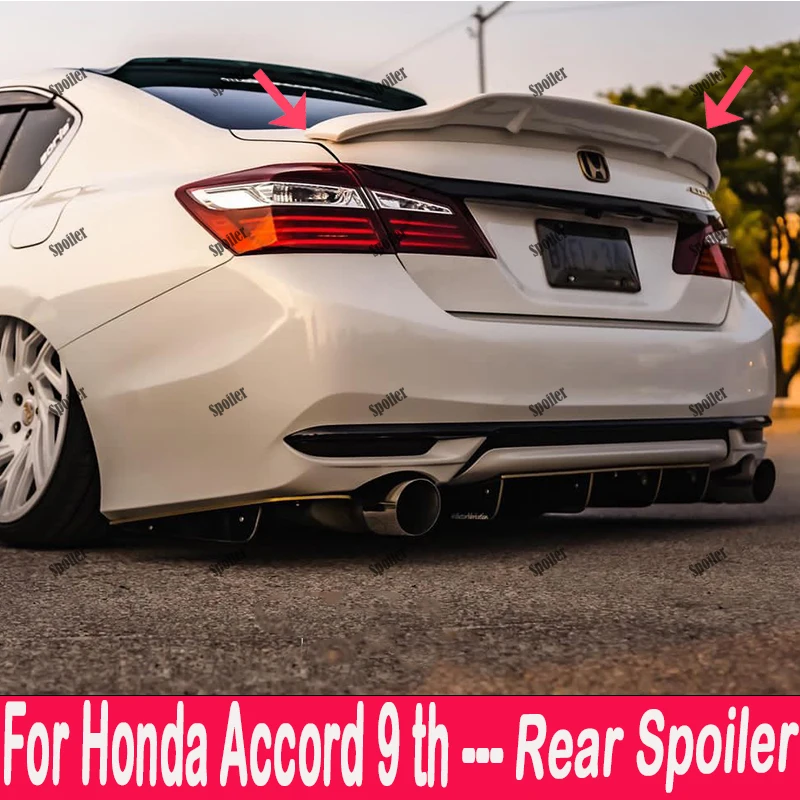 

For 2014 2015 2016 2017 Honda Accord 9 th Generation R-type Rear Trunk Lid Spoiler Fender Carbon Black Sports Modification Kit