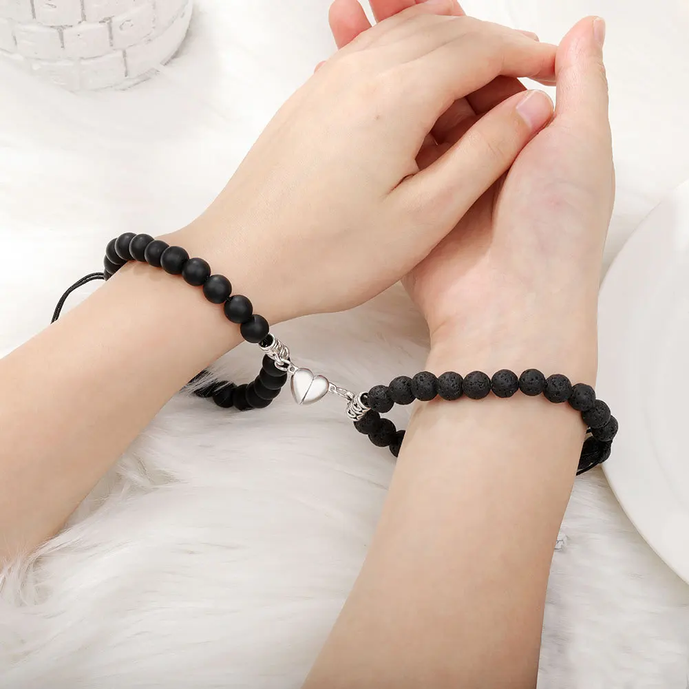 Magnet Paar Armbänder für Frau Männer Romantische Herz Passenden Liebhaber Naturstein Perlen Yoga Armband Valentinstag Geschenk Schmuck – Detail 9