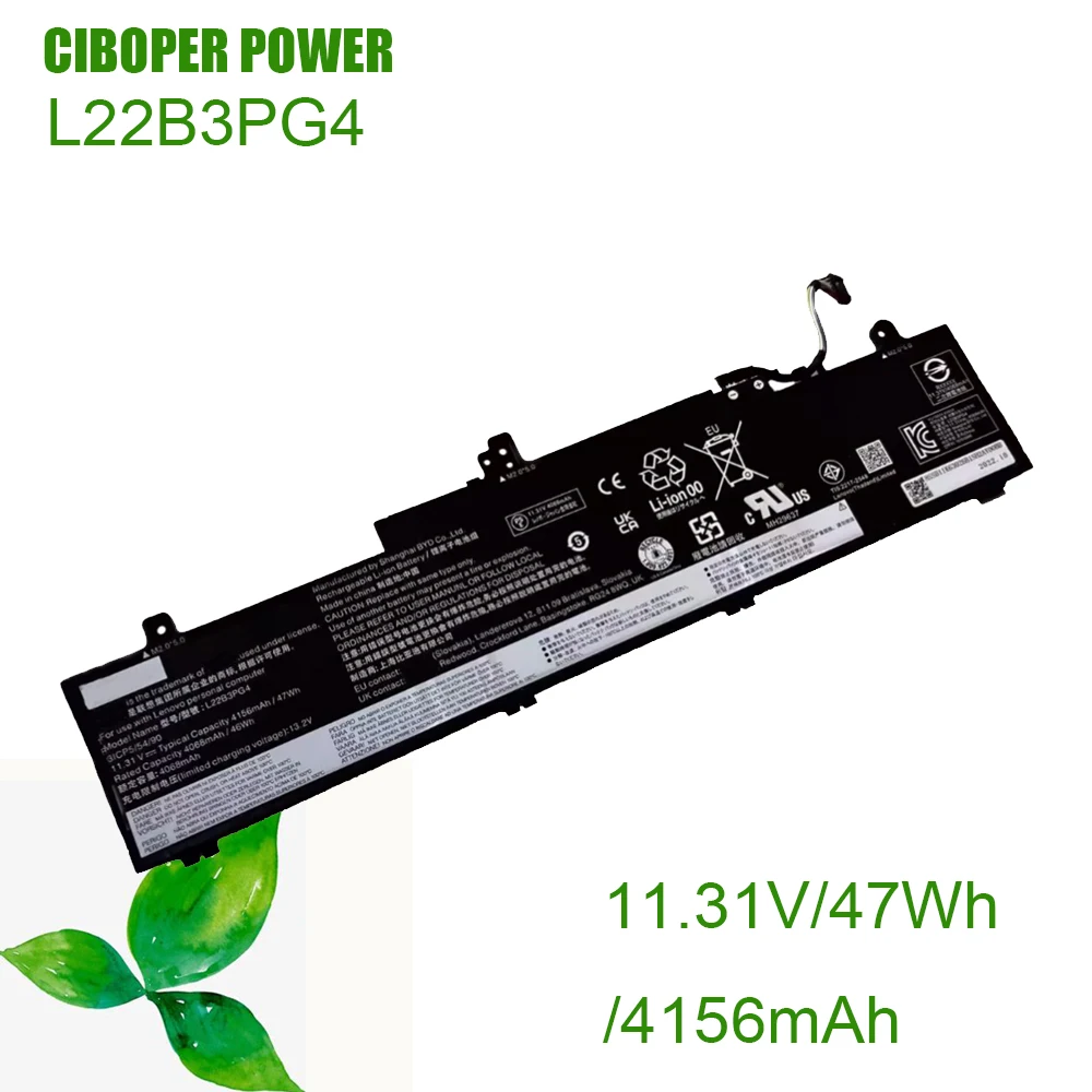 

CP Laptop Battery L22B3PG4 L22X3PG4 11.31V/4156MAH/47WH F​or ThinkPad E14 E16 2023