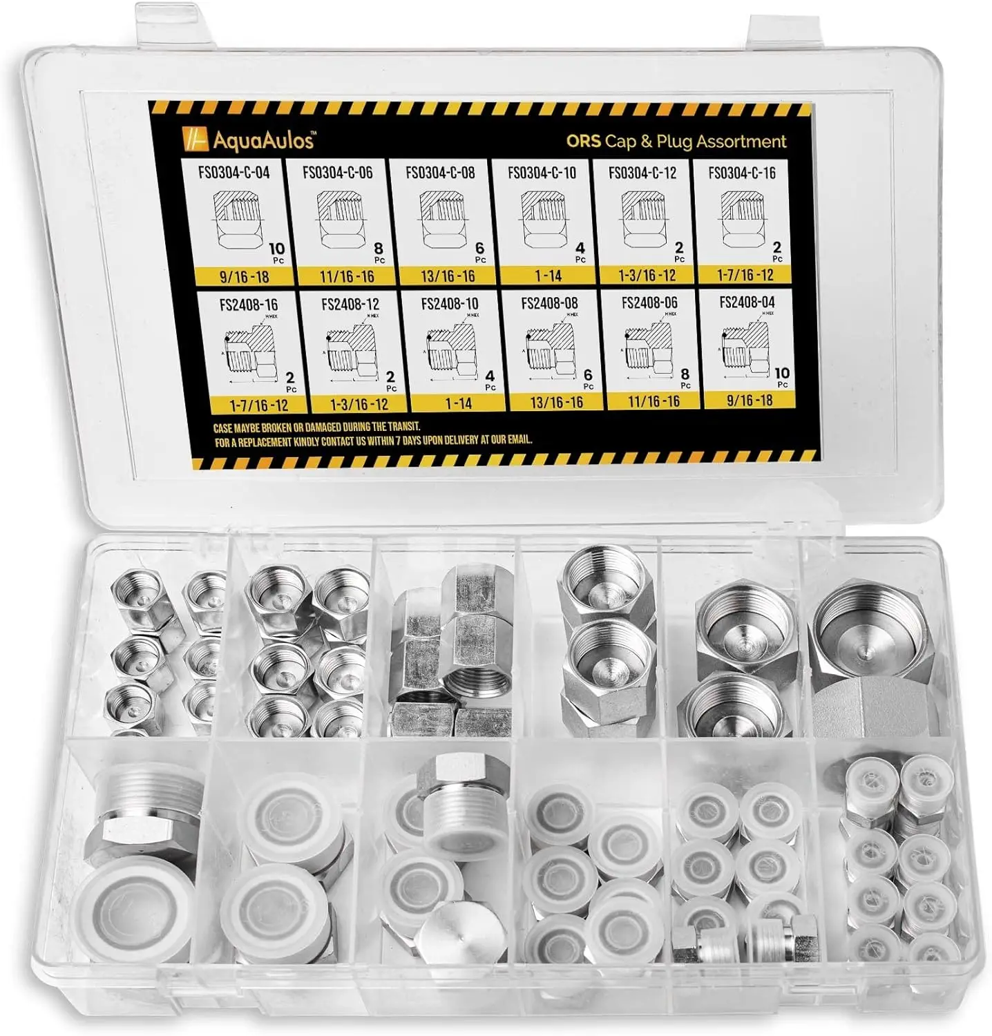 64 Pcs. Orfs Cap & Plug Assortment Kit, Seal Adapter Set For Hydraulic Hose Tube And Pipe, O-Ring Face Seal Fittings,