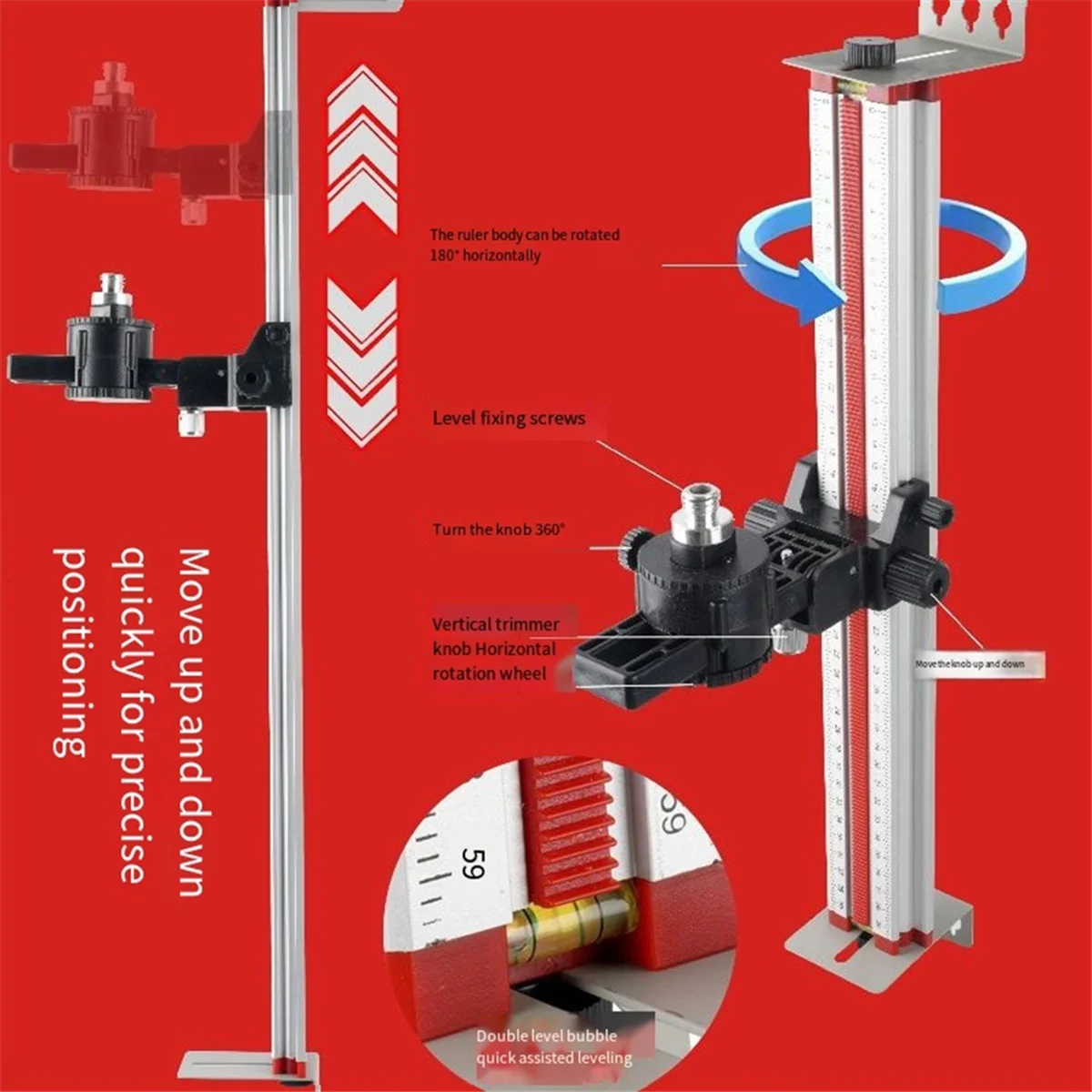 BAAQ Level Meter Wall Bracket Infrared Wall Hanging Artifact Multi-Function Flat Water Instrument Hanger 20cm