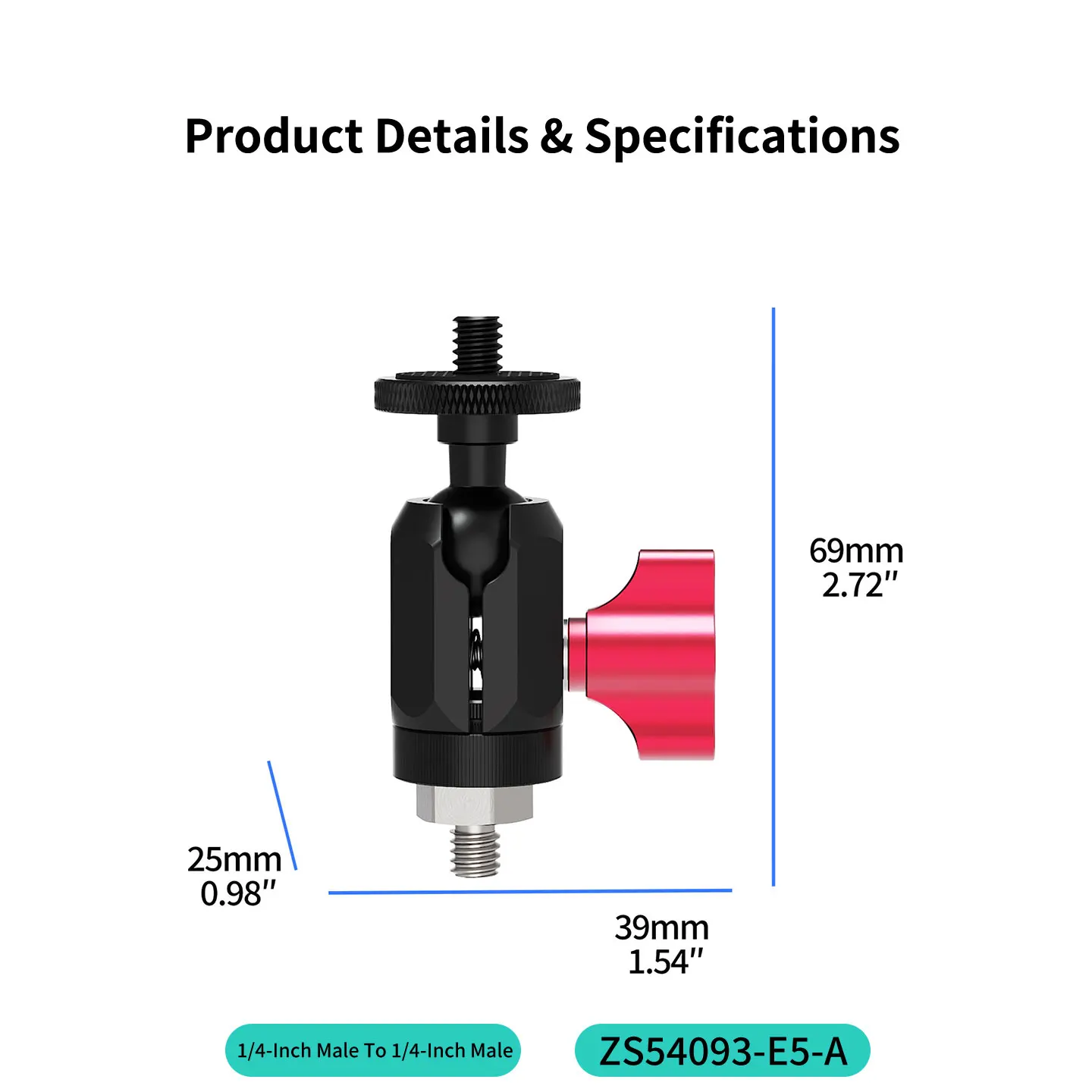 Anfang 360 ° Drehbarer 17-mm-Kugelkopfhalter mit 2 kg Traglast, Aluminiumadapter für GoPro, Insta360, DJI OSMO, Motorrad-Stativhalterung – Detail 11