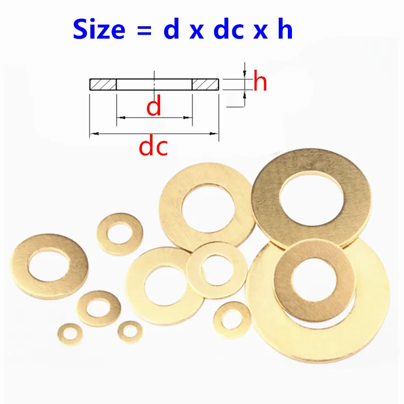 Brass Flat Washer M2 M2.5 M3 M4 M5 M6 M8 M10 M12 M14 M16 M18 M20 M22 Solid Brass Gasket Shim Copper Metal Meson Pad Spacer GB97 image 5
