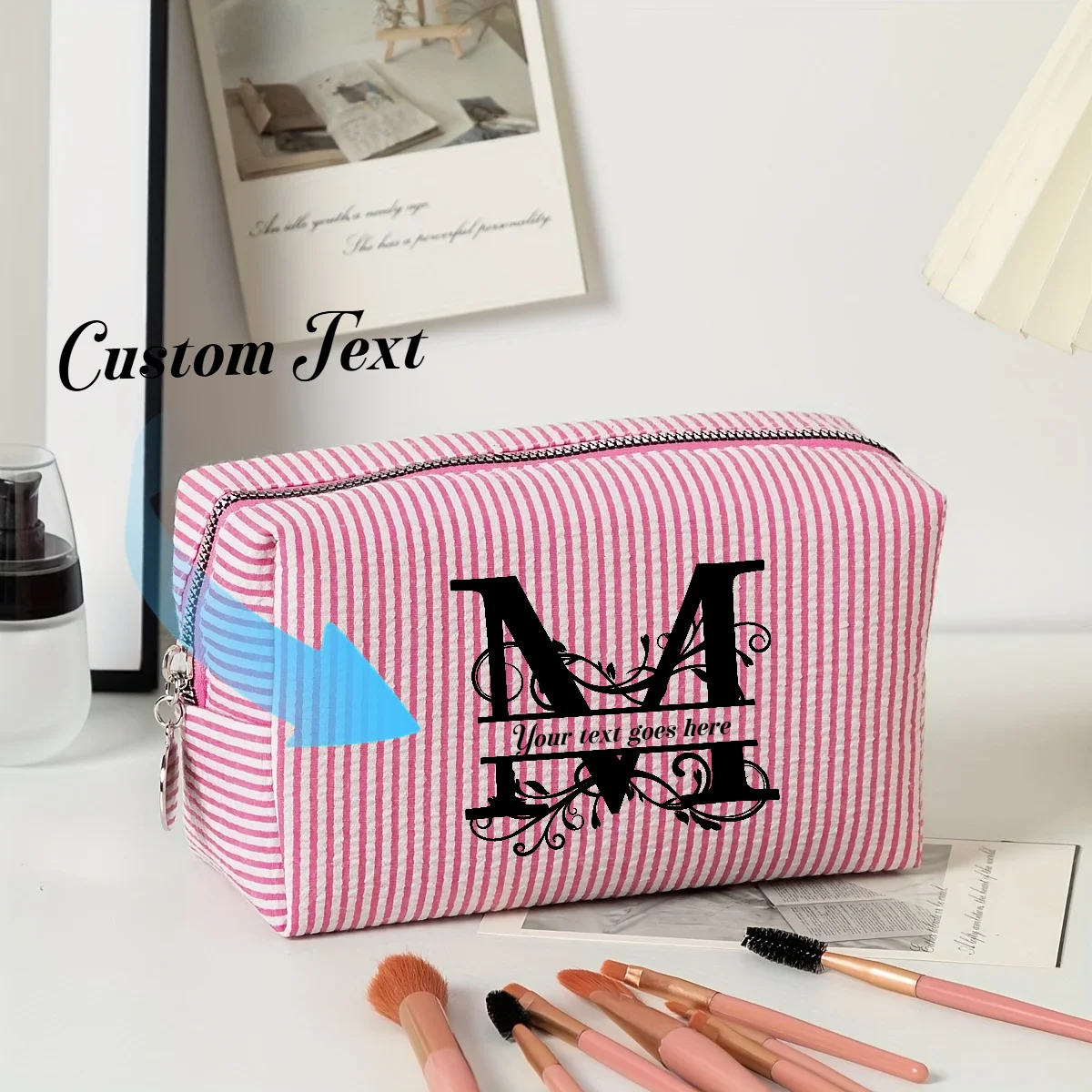 Customizable Lettering Design Makeup Bag Personalized Storage Pouch Toiletry Bag Ideal for Back-to-School And Holiday Gifts