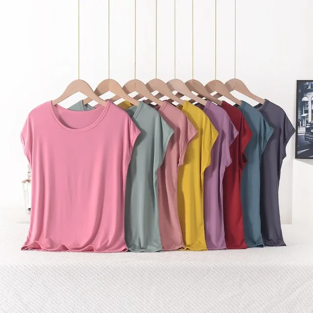 Plus size Letnia koszulka damska O-Neck Modal Luźna koszulka Jednolity kolor Proste koszulki XL do 8XL Koszulki z dołem wszystkie pasują