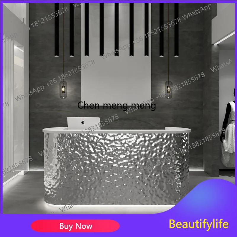 

Water ripple stainless steel bar counter Small clothing store checkout page Simple modern beauty salon Reception