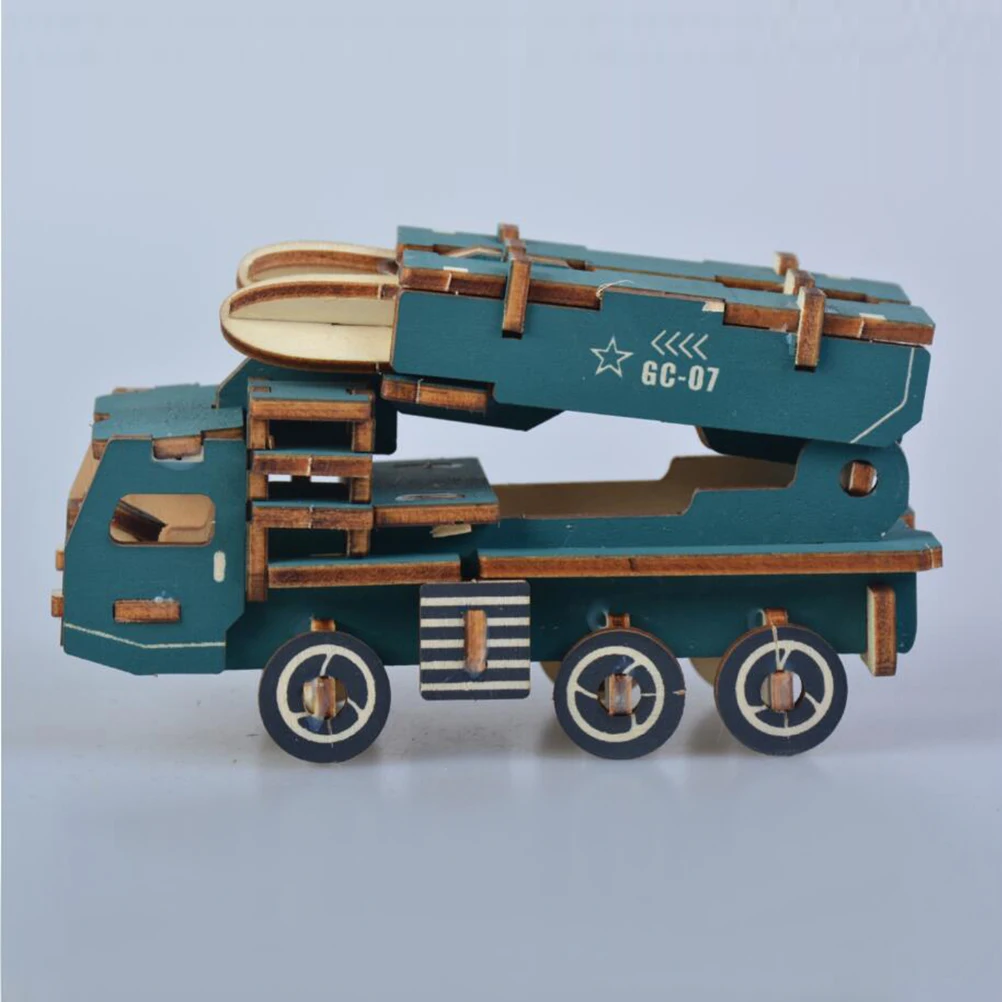 

3D Wood Puzzle Diy Box-Packed Launcher Educational Game For Kids Creative Learning Colorful Wooden