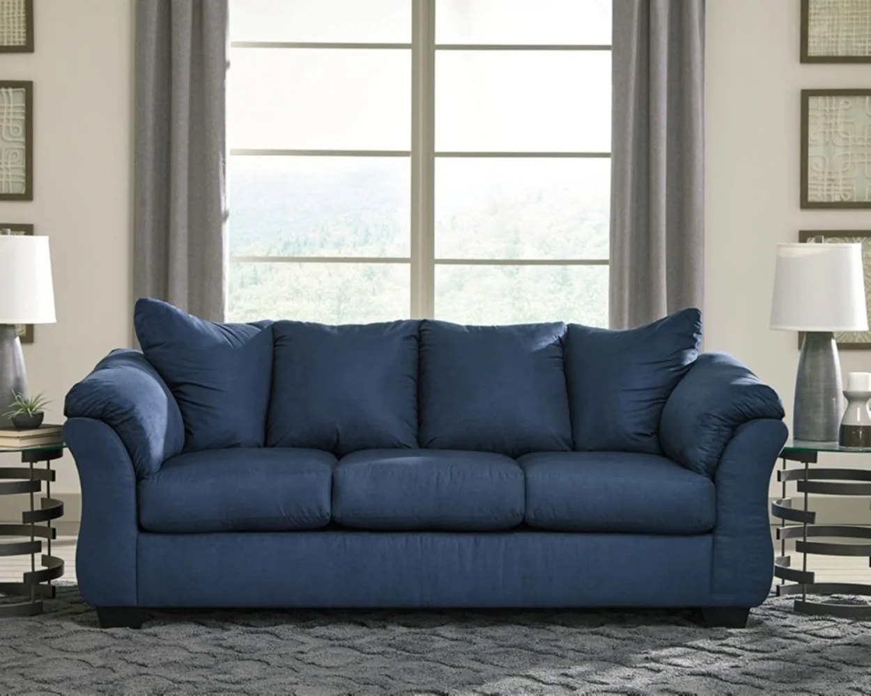 Ashley Darcy Casual Plush Sofa, Dark Blue