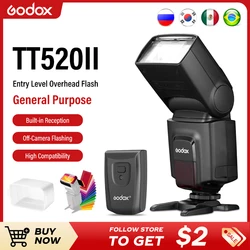 Godox TT520 II Flash TT520II with Build-in 433MHz Wireless Signal + Flash Trigger for Canon Nikon Pentax Olympus DSLR Cameras
