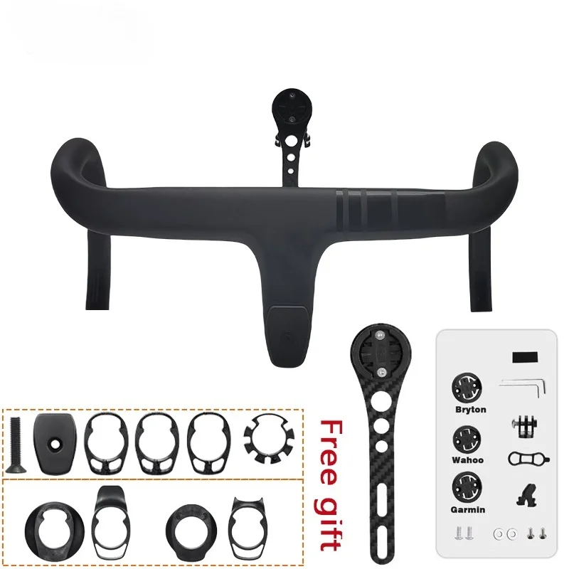 

Full Carbon Fiber Internal Cable Integrated Road Bike Handlebar 28.6mm Diameter with Spacers And -10° Stem Cockpit Mount