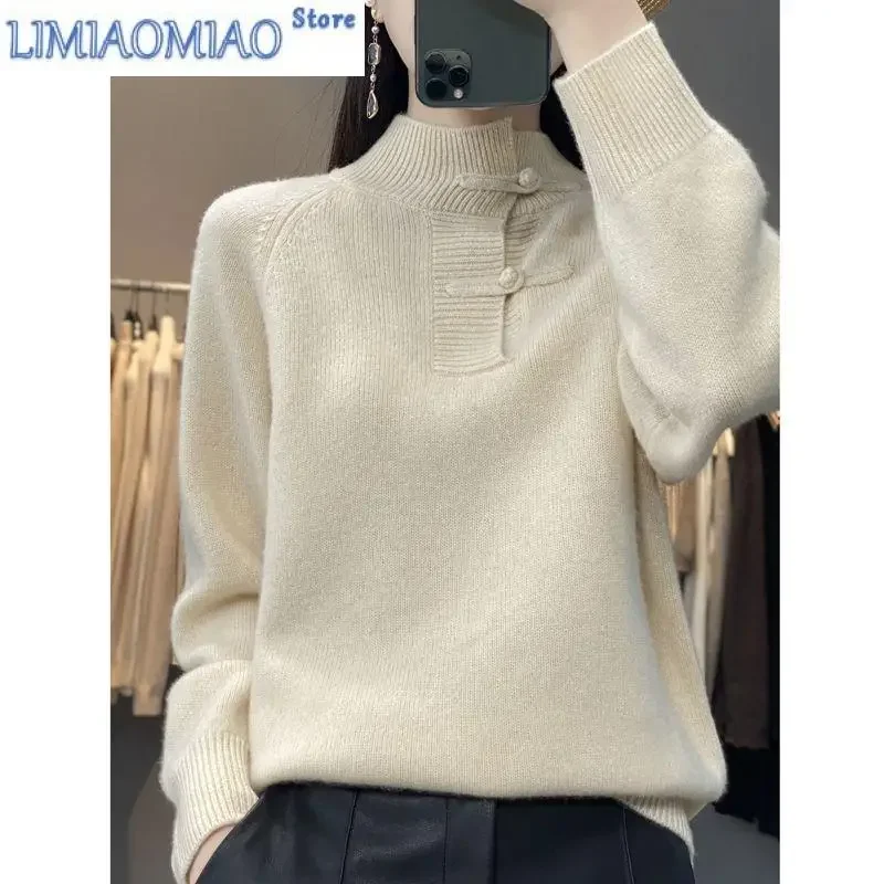 

New Autumn Winter Frog Knitting Sweaters High-quality Long Sleeve Loose Thickening All-match Bottoming Shirt Lady Top