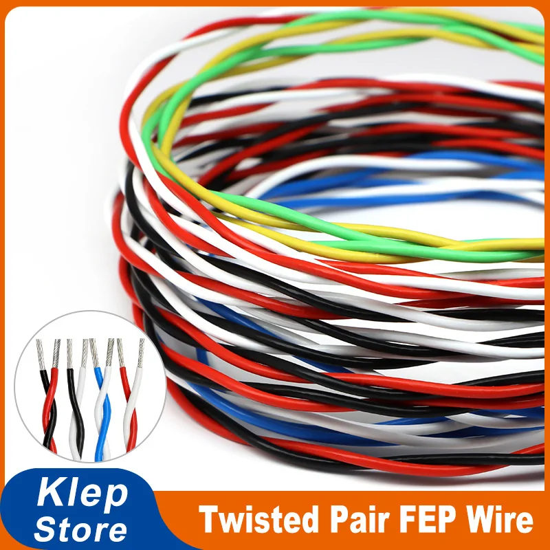 Sq0.12mm - 2.5mm  Twisted Pair PTFE Wire High Temperature Resistant FEP Insulated Tin-plating Copper Electronic Signal Cables