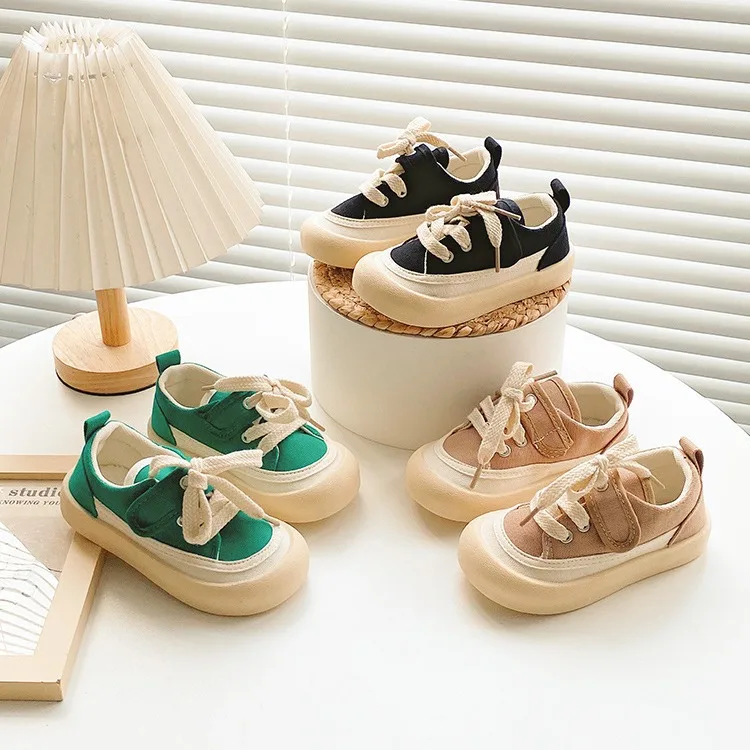 Children Low-top Canvas Shoes 2024 Spring and Autumn New Fashion Solid Versatile Children  Casual Cloth Shoes for Boys and Girls