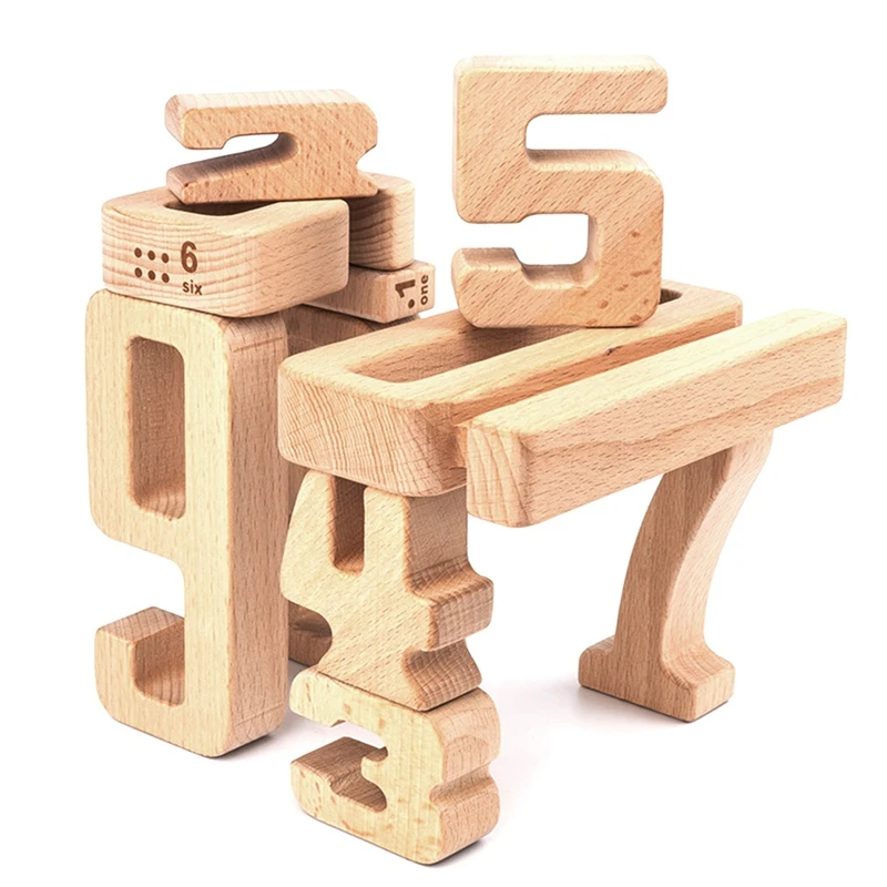 Juego de bloques de números de madera para niños pequeños, juguete de aprendizaje inteligente, Educación Temprana, caja de madera grande