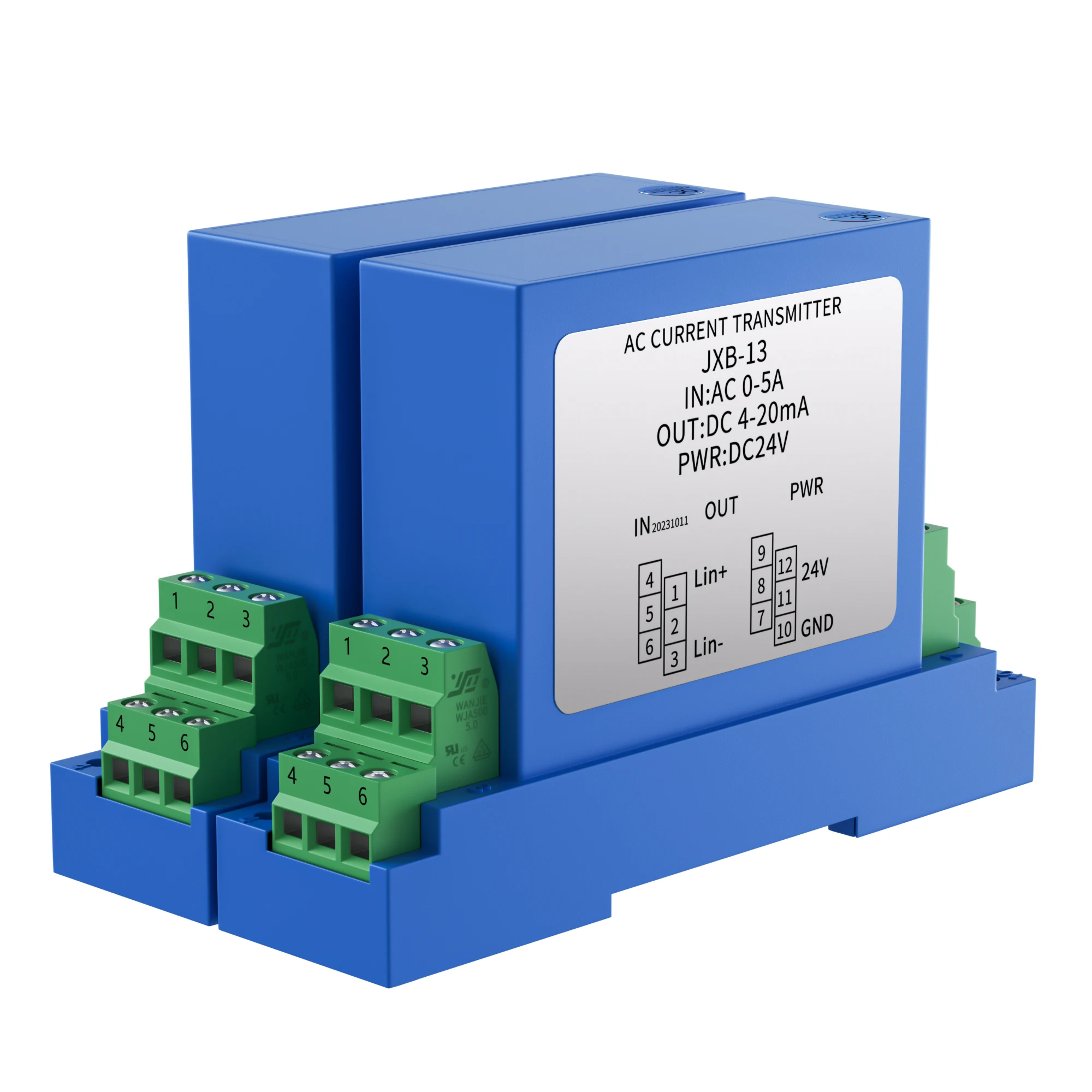 0-10A Input Current Transmitter 4-20mA to 0-10V to 1-5V to RS485 Output Current Sensor DC24V or AC 220V AC/DC Current Transducer