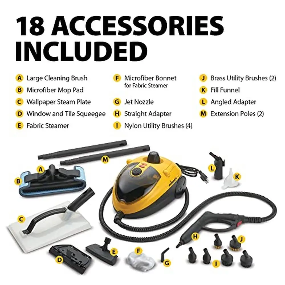 On-Demand Steam Cleaner & Wallpaper Removal Power Steamer 18 Attachments Multipurpose 40oz Chemical-Free 212°F 40mins Run Time