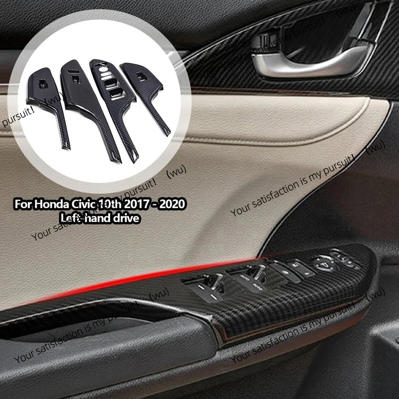 For Honda Civic Carbon Fiber Inner Door Armrest Glass Button Decorative Sticker, 2019 2020 Accessories view 6