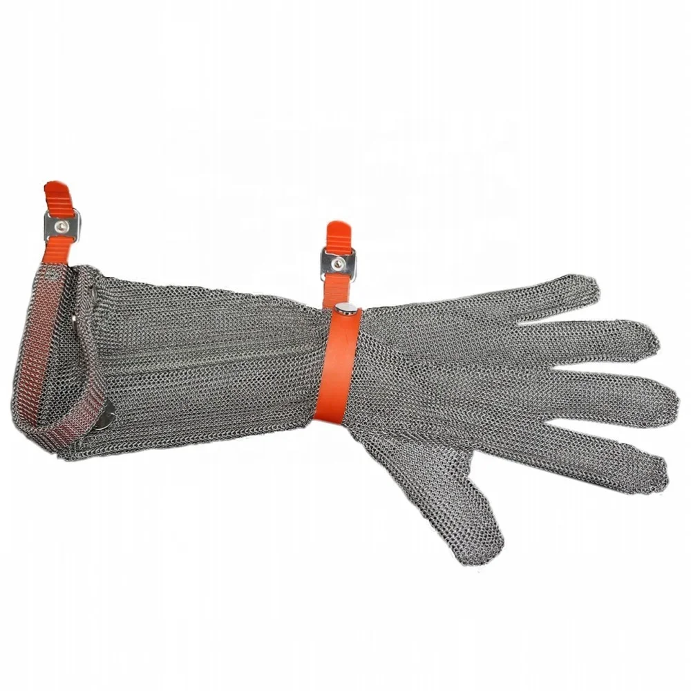 316L Metal mesh chain anti cutting industrial construction safety gloves with 19cm long cuff