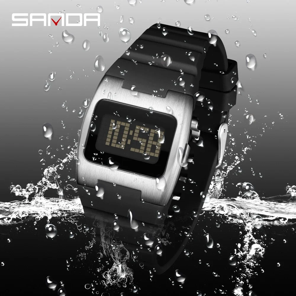 

2026 Sanda 2214 New Men's Digital Multifunctional Night Light Timer Calendar Outdoor Sports Waterproof Student Electronic Watch