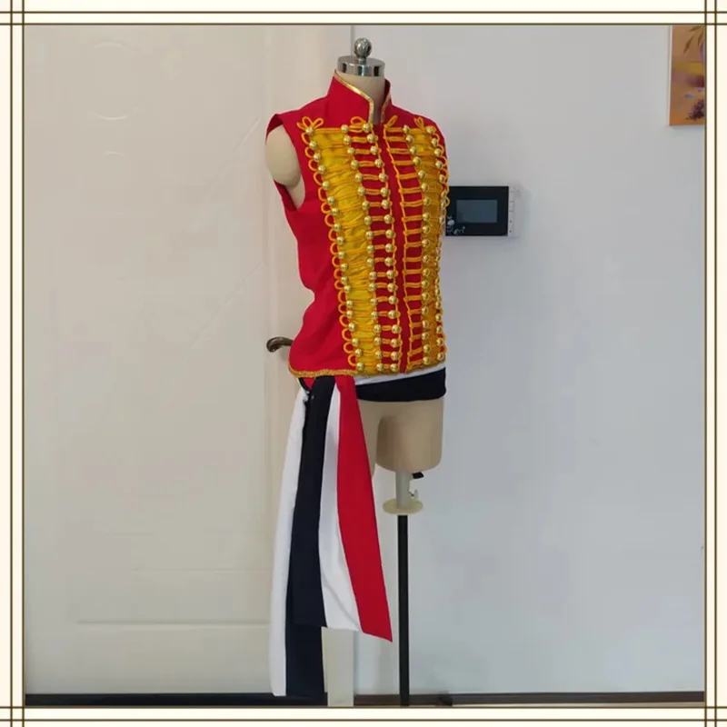 Costume Cosplay Les Misérables Enjolras, Veste Rouge GlaSash, Uniforme de Performance Médiéval, Carnaval d'Halloween, Femme et Homme