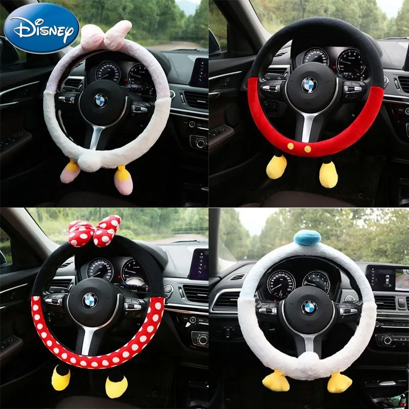 

Чехол в Корейском стиле для руля из искусственной кожи Disney, нескользящий Симпатичный плюшевый чехол для женского украшения автомобиля